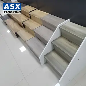 Venta al por mayor impermeable vinilo escalera ribete antideslizante madera escalera peldaños interior compuesto escalera peldaños