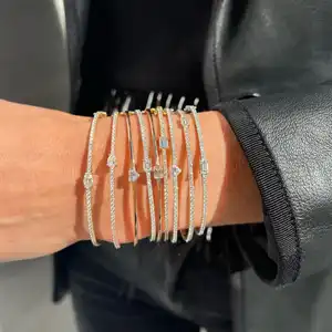 Fashion Pave CZ Band Cuff Bangle Bracelet Iced Out Bling Geometric Cubic Zirconia Jewelry For Women