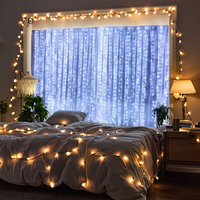 Guirlande lumineuse LED en cuivre à télécommande USB rechargeable 3*3m pour rideaux et fenêtres, intensité variable, avec crochet, IP44, décoration de Noël