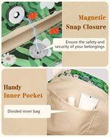 Sac fourre-tout en coton brodé motifs floraux et chats, avec chaînes, doublure en toile pour femme - Sac à bandoulière réutilisable avec boucle pour la gym, les voyages et le travail
