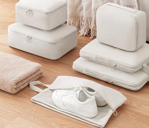 Ensemble de 6 sacs de compression de voyage en tissu mémoire, sacs de rangement portables pour valise, organisateur imperméable pour vêtements - Product Image 4