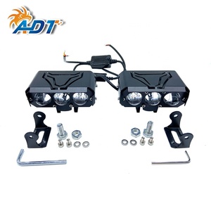 Système d'éclairage pour moto ADT, mini phare à 3 lentilles, projecteur, feu antibrouillard, feux de route bicolores pour motos - Product Image 1