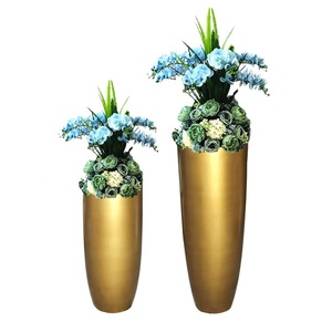 Pots de fleurs ronds en fibre de verre dorés de luxe modernes kits de propagateur revêtement époxy ornement de salon intérieur pour la maison ou le jardin - Product Image 6