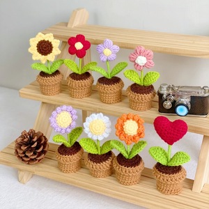 Finished Handmade Crochet Potted Plants Tulip Artificial Flower Bonsai Creative Gift Cute Home Decor Ornaments - Product Image 4