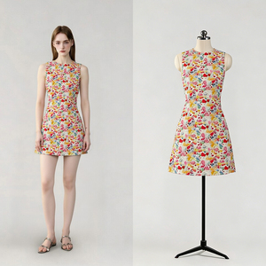 Proveedor OEM, Vestido Tipo Camiseta sin Mangas <span class=keywords><strong>con</strong></span> Estampado Floral para Mujer, Estilo Casual de Verano, ODM, Marca Privada, Venta al por Mayor, Fábrica China - Product Image 1