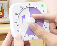 Timer Visual untuk Anak dengan Magnet, Penghitung Mundur 60 Menit, Timer Pomodoro, Alat Manajemen Waktu dengan Alarm/Lampu Flash Pengingat