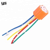 Kabel Harness Relay 5 Pin Soket Pigtail Warna Oranye Rumah Kabel Putih Keramik untuk Lampu Depan Lampu Kabut