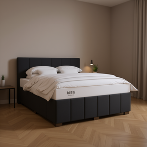 Upholstered <b>Bed</b> <b>Frame</b> Dark Grey Fabric Minimalist Design <b>Queen</b> <b>Size</b> - Product Image 2