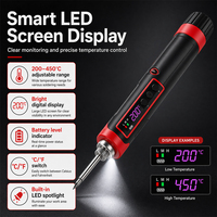 Fer à souder portable sans fil 8W, 1800mAh, rechargeable par USB-C, écran LED, pour réparation de circuits imprimés
