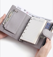 Classeur budgétaire de luxe en cuir véritable A7 avec bague en or avec porte-cartes à feuilles mobiles porte-passeport portefeuille