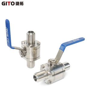 Vanne à boisseau sphérique manuelle en acier inoxydable de qualité BA, trois pièces, haute pression, DN25, soudée, pour milieux aqueux - Product Image 1