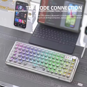 Teclado Mecánico Inalámbrico, Tres Modos de Conexión BT, Junta Transparente, Conexión por Cable, Teclado para Juegos Electrónicos - Product Image 4