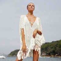 Robe de plage sexy en tricot, col en V, vêtements de plage, maillot de bain de haute qualité pour femmes