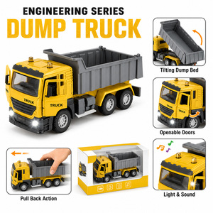 Modèle de camion d'ingénierie en alliage moulé sous pression 1:32 avec son et lumière, camion benne et camion malaxeur à béton à rétrofriction avec portes ouvrantes - Product Image 3