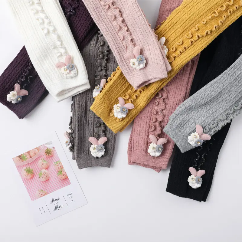 Rarewe Customized Stock Pantyhose Warm Fashion Knitting Soft Baby Girl Winter Cotton Tights
