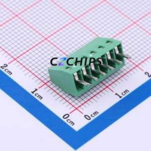 MX128-2.54-06P-GN01-Cu-Y-A Screw Terminal Block Through hole Component (THT),P=2.54mm Connector 1x6P 2.54mm Green Through Hole - Product Image 2