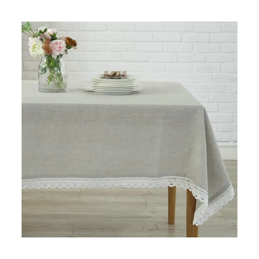 Roundテーブルクロスウェディング100% Pure Linen Table布顧客サイズマルチカラーレーステーブル服