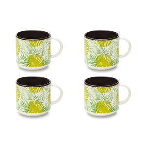 Set di 4 Tazze da Tè Excelsa in Porcellana con Motivo Fogliame, 29 Cl, Multicolore - Product Image 2