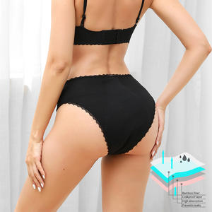 Braguitas Menstruales Lavables de 4 Capas al por Mayor, Culotte Menstrual Sexy de Encaje, a Prueba de Fugas, para Mujer, Talla Grande 4XL - Product Image 5