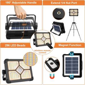 Lámpara de Trabajo LED Recargable ALECTER 10000LM con Control Remoto IP65 4 Modos Portátil Solar para Camping, Uso en Exteriores y Emergencias - Product Image 6