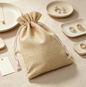 Pochette en jute avec cordon de serrage, sac cadeau en toile de jute naturelle, sac réutilisable avec cordon de serrage pour bijoux, bonbons, emballage de cadeaux de mariage - Product Image 6