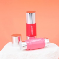Vente en gros Récipient de fard à joues double face Emballage 2 en 1 Tube de bâton de surligneur correcteur contour avec éponge ou brosse