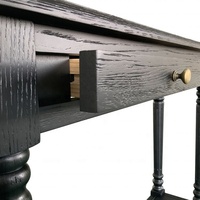 Table console W5840 Sampson en chêne massif, style rustique français, avec tiroirs, finition antique, personnalisable pour le mobilier de salon