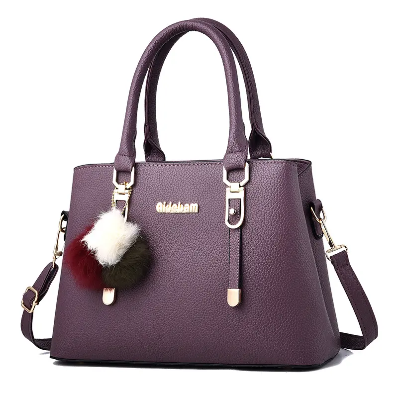 Wholesale High Quality Pu Leather Purple Ladies Shoulder Sling Hand Bags Lovely Top Handle Handbags For Woman