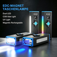Mini lampe torche de poche EDC rechargeable avec lumière latérale UV COB, lampe torche magnétique portable pour les situations d'urgence en extérieur