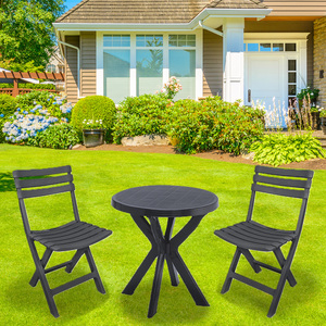 Table de jardin ronde en plastique rigide, diamètre 70 cm, anthracite, table de camping d'extérieur, gain de place, facile à assembler - Product Image 5