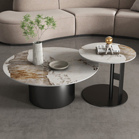 Table basse en métal, style nordique, ensemble de meubles, table ronde moderne, table d'appoint, table de salon, table basse en marbre doré de luxe pour le salon