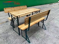 Vente directe d'usine, table de pique-nique/barbecue en bois pliable de haute qualité, gain de place, antirouille, avec dossier