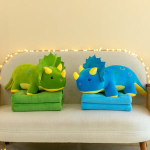 AIFEI mainan selimut Naga Segitiga tujuan ganda dan bantal pendingin udara 2-in-1 selimut tidur siang anak-anak dengan pengisi katun PP - Product Image 6