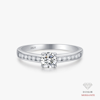 Bague en moissanite Ailmay 0,5 carat couleur D, argent sterling 925, bague en diamant de laboratoire pour femme, bijou de mariage