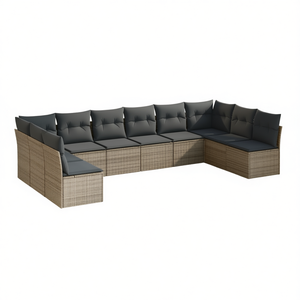 Ensemble de canapés de jardin en rotin gris foncé 8 places, mobilier d'extérieur au design contemporain - Product Image 1