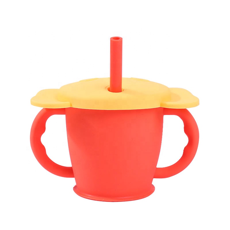 2021 новый дизайн BPA бесплатно пищевой безопасный герметичный обучающий силиконовый детский Сиппи чашка с соломой и крышкой