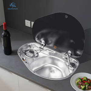 Estufa de Gas L.P.G. para Autocaravanas, de Acero Inoxidable, con un Solo Quemador, Fregadero y Tapa de Vidrio Templado - Product Image 6