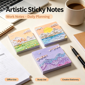 Notas Adhesivas Artísticas SK, Estilo Pintura al Óleo, Paisajes Coloridos, Blocs de Notas Autoadhesivos, 3 Diseños - Product Image 2
