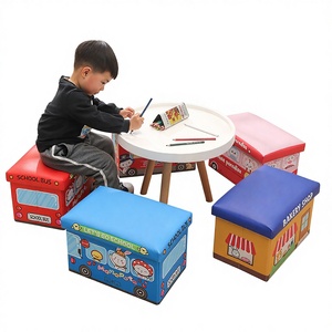 Pouf de rangement rectangulaire en cuir amélioré pour enfants, boîte de rangement pour jouets, design moderne, mobilier multifonctionnel pour <span class=keywords><strong>la</strong></span> maison - Product Image 1