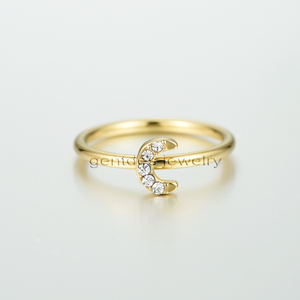 Gentdes gioielli delicati diamanti promessa gioielli da sposa Custom 18K oro anello di fidanzamento con diamante luna - Product Image 4