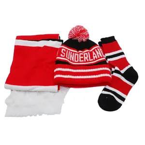 Customize Men Women Knitted Hat Sets Wholesale 3 PCS Beanie Scarf Socks Sets Neck Warm Ski Winter Hat