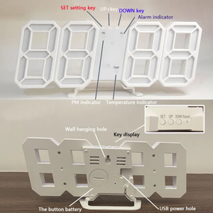 3D kỹ thuật số Đồng hồ báo thức tự động mờ dẫn đồng hồ treo tường Màu ánh sáng Máy tính để bàn đồng hồ báo thức - Product Image 2