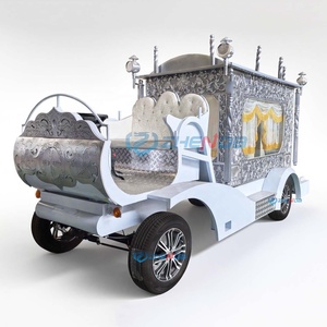 Cercueil funéraire américain classique de luxe, blanc, en acier et cuir, avec colonne romaine électrique, véhicule de transport spécial - Product Image 6