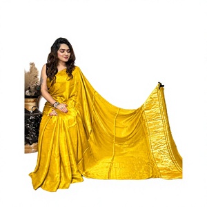 Sari indien BANDHEJ en pure soie sans plis, longueur au sol, Lagdi Pallu, pour mariage et fêtes - Product Image 3