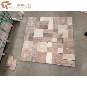 Baldosas de Travertino con Patrón Francés en Colores Beige Café y Gris Plateado - Product Image 3