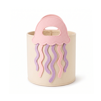 Panier de rangement pour jouets en feutre RPET GRS, design méduse rose mignon, fabrication OEM personnalisée, organisateur de chambre d'enfant, usine certifiée BSCI
