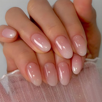24 Piezas de Uñas Postizas Cortas Cuadradas con Degradado, Uñas Postizas Reutilizables con Acabado Brillante y Degradado Minimalista para Salones de Belleza