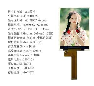 โมดูล IPS TFT ขนาด 2.8 นิ้ว, ความละเอียด 240X320, อินเทอร์เฟซ 4SPI, ไดรเวอร์ไอซี ST7789V2, มุมมองกว้าง, ความสว่าง 500 ระดับ 450nit, หน้าจอความปลอดภัย 262K - Product Image 1