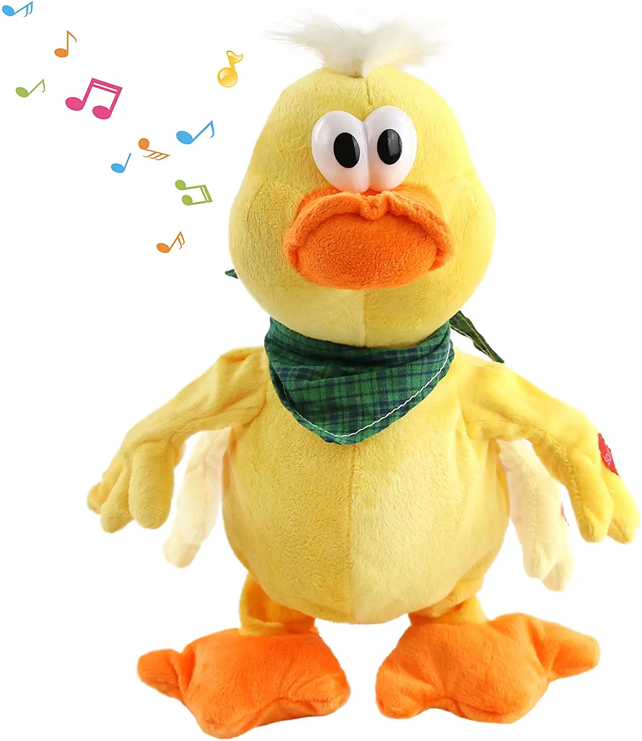 Peluche de pato Musical con pechera para caminar, muñeco electrónico interactivo de felpa