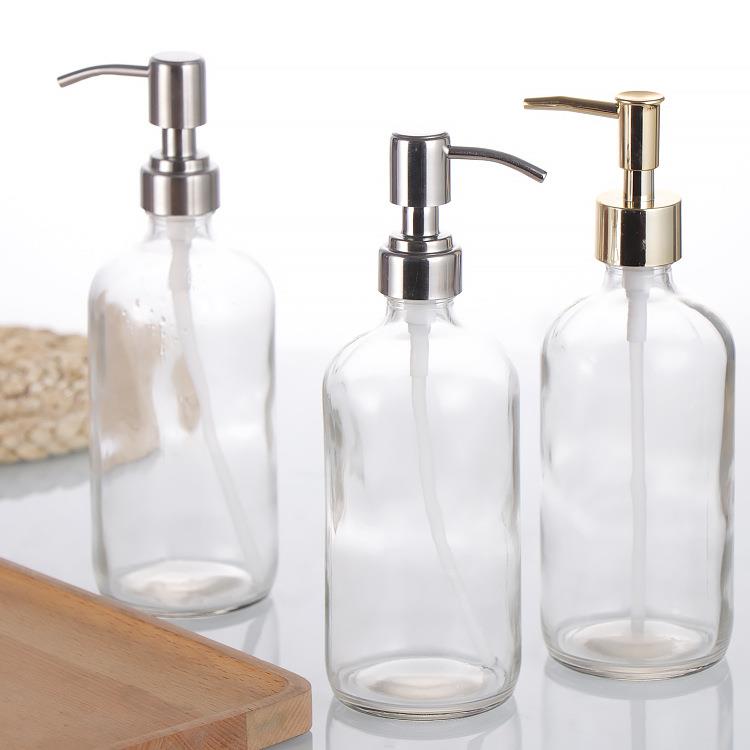 16ounce Thick Clear Glass Pint Jar Soap Dispenser with Matte Black Stainless Steel Pump